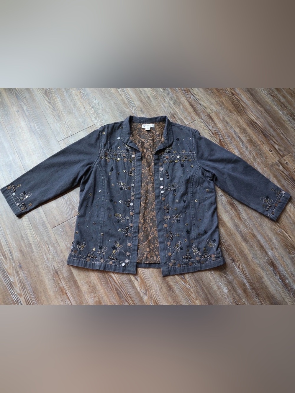 Coldwater Creek Embroidered Novelty Art To Wear Boho Jacket Womens M